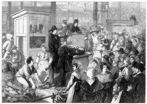 The Fish Market, the Lenten season in Paris, 1875 by Unbekannt