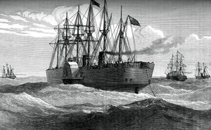 The Great Eastern playing out the Atlantic telegraph cable, c1865, c1880 by Unbekannt
