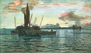 The Herring Market at Sea on Loch Fyne, Argyll, 1884 by Unbekannt
