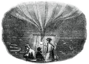The Nassau Balloon Passing Over Liege at Night by Unbekannt