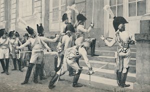 The Prussian Noble Guard Sharpen Their Swords on the Steps of the French Embassy at Berlin, 1896 by Unbekannt