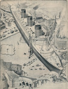 The Queen Mary In Relation To Trafalgar Square, London, 1936 by Unbekannt