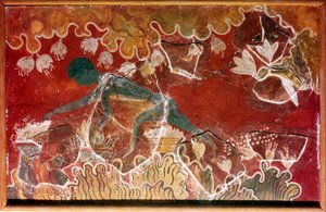 The Saffron-Gatherer Fresco from Minoan Royal Palace, Knossos, Crete