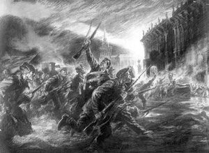 The Storming of the Winter Palace in Petrograd in October by Unbekannt