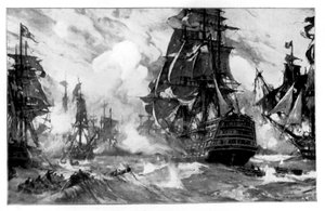 The Victory at the Battle of Trafalgar by Unbekannt