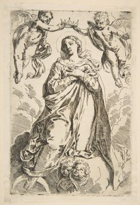 The Virgin being crowned by two angels (copy after Cantarini) by Unbekannt
