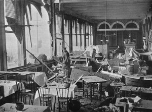 The interior of the Grand Hotel, showing the damage done by the bombardment