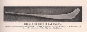 The oldest cricket bat known by Unbekannt