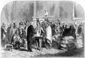 The President of the United States Inducing the Hostile Tribes to Shake Hands by Unbekannt