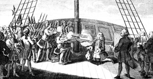 The shooting of Admiral Byng on board the Monarque by Unbekannt