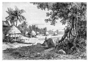 The village of Sawi, Car-Nicobar, Nicobar Islands, India, 1895