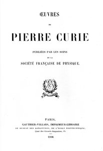 Title Page of Oeuvres de Pierre Curie