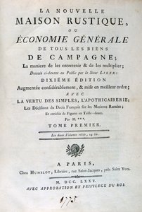 Title Page to La Nouvelle Maison Rustique, ou Economie Générale by Unbekannt