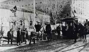 Tramway Strike in Madrid, the Civil Guard Charges at Strikers Who Try to Stop a Tramway, Published in the Magazine 