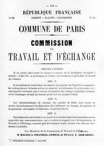 Travail et Echange, from French Political Posters of the Paris Commune, May 1871 by Unbekannt