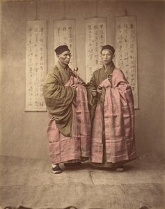Two Chinese Men in Matching Traditional Dress, 1870s