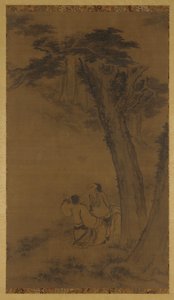 Two Figures on a Hillside Under Trees, Ming or Qing Dynasty, 17th Century by Unbekannt