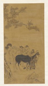 Two Men and Two Horses Under a Pine Tree, Qing Dynasty by Unbekannt