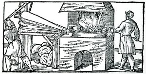 Using Bellows to Increase the Draught in a Furnace, 1540 by Unbekannt