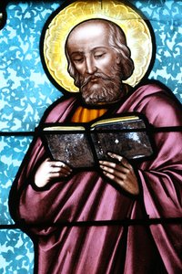 Vault de Lugny Church, Stained Glass Window: Simon the Zealot, France by Unbekannt