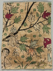Velvet Fragment, Khusrau Sees Shirin Bathing by Unbekannt