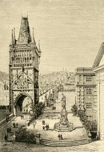 View in Prague - The bridge Tower, 1890 by Unbekannt