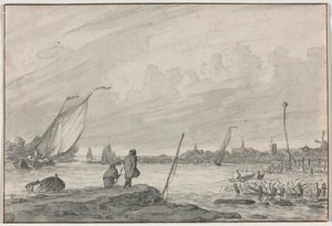 View of Alkmaar with Boats by Unbekannt