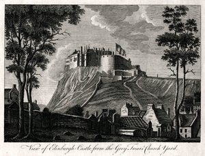 View of Edinburgh Castle, from the Grey Friars Church Yard