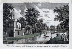 View of the back part of the Cassina and Serpentine River in Chiswick Gardens, London by Unbekannt