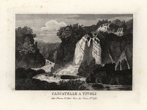 View of the waterfalls at Tivoli, Italy by Unbekannt
