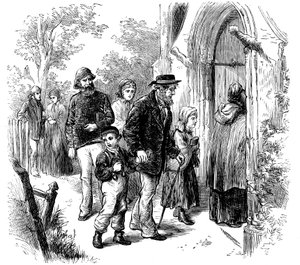 Villagers Going to Church on Sunday, London, 1872 by Unbekannt