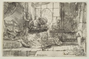 Virgin and Child with the Cat: and Joseph at the Window, 1654 by Unbekannt