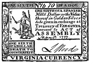 Virginia Paper Money, 1777 c1880 by Unbekannt