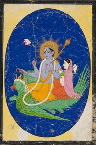 Vishnu and consort mounted on Garuda, 19th century