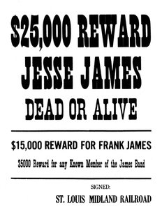 Wanted poster, c1868-1882 by Unbekannt