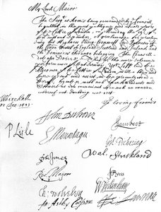 Warrant from the Council of State to the Lord Mayor of London, desiring him and the Aldermen to attend the proclamation of Oliver Cromwell as Lord Protector of the Commonwealth of England, Scotland, Ireland & the Dominions on 19 December by Unbekannt