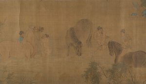 Washing Horses in a River