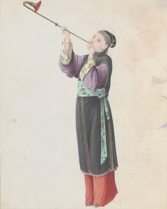 Watercolour of Musician Playing Laba by Unbekannt