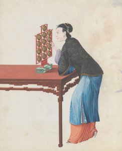 Watercolour of musician playing yunluo by Unbekannt