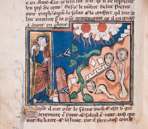 When He arises to make the earth tremble... Miniature from: Apocalypse de saint Jean, ca. 1320