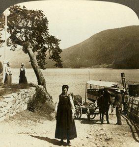 When the Lake Steamer Calls at Tinoset Pier - View Across Tinsjo to the Hills, Norway
