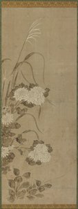 White Chrysanthemums and Grasses by Unbekannt