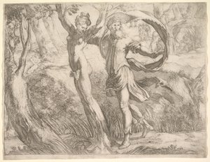 Wilton Album, folio 10a: Priapus and Lotis by Unbekannt