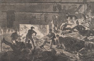 Winter Quarters in Camp - The Inside of a Hut, Harper