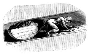 Woman putter dragging a sledge of coal along a narrow seam, South Wales by Unbekannt