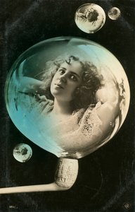 Woman Reflected in a Bubble, Postcard