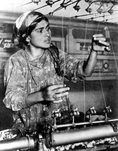 Woman Working in the Silk Industry, Samarkand, Uzbekistan by Unbekannt