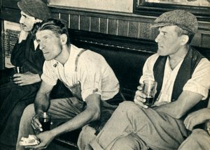 Workmen in an English inn listening to Mr. Churchill