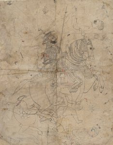 Worship of Brijnathji and Svamini recto, Equestrian Portrait verso by Unbekannt