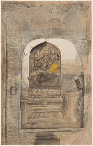 Worship of stone image of Shiva and Parvati within a lingam